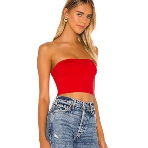 Susana Monaco Vibrant Red Strapless Crop Top